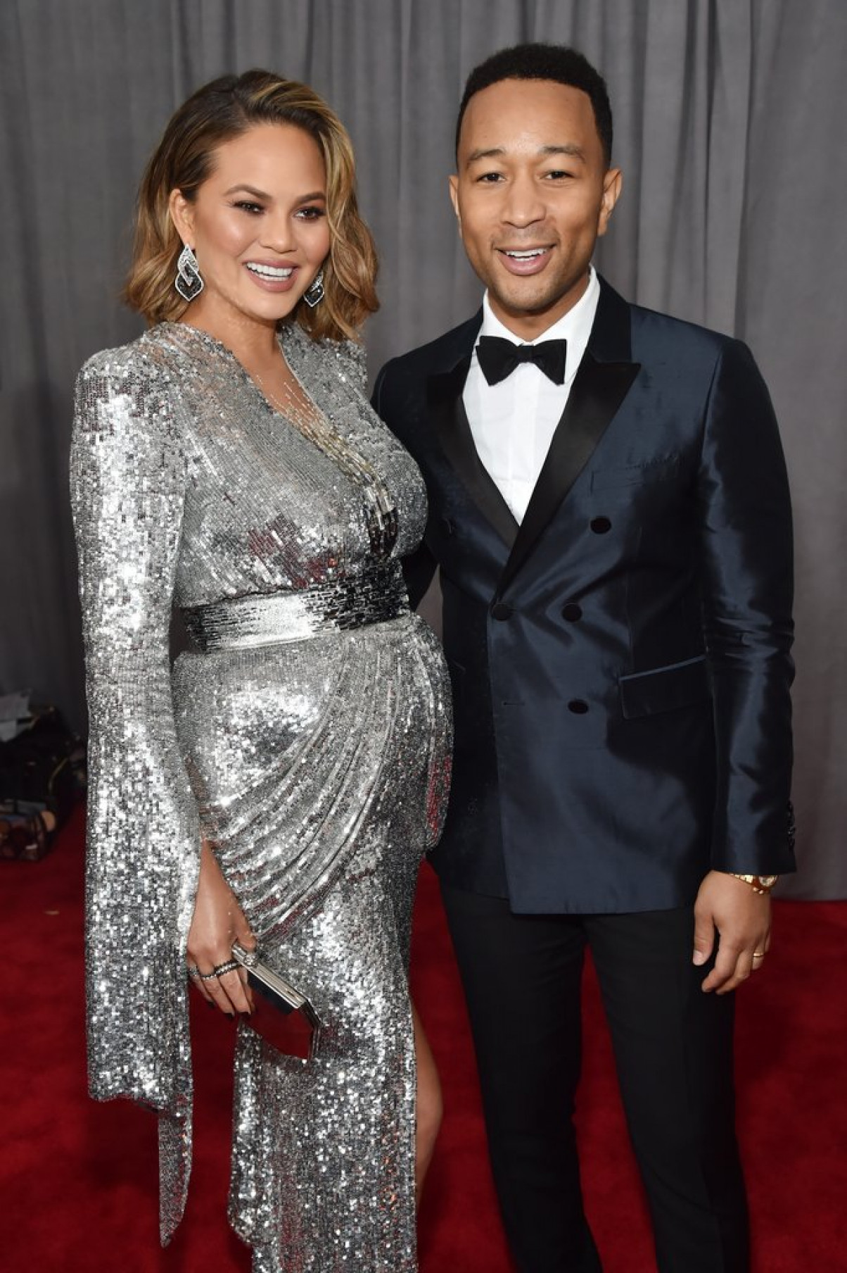 Chrissy Teigen Silver Dress Grammys 2018